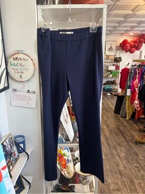 Tory Burch Navy Straight-Leg Pull-On Pants